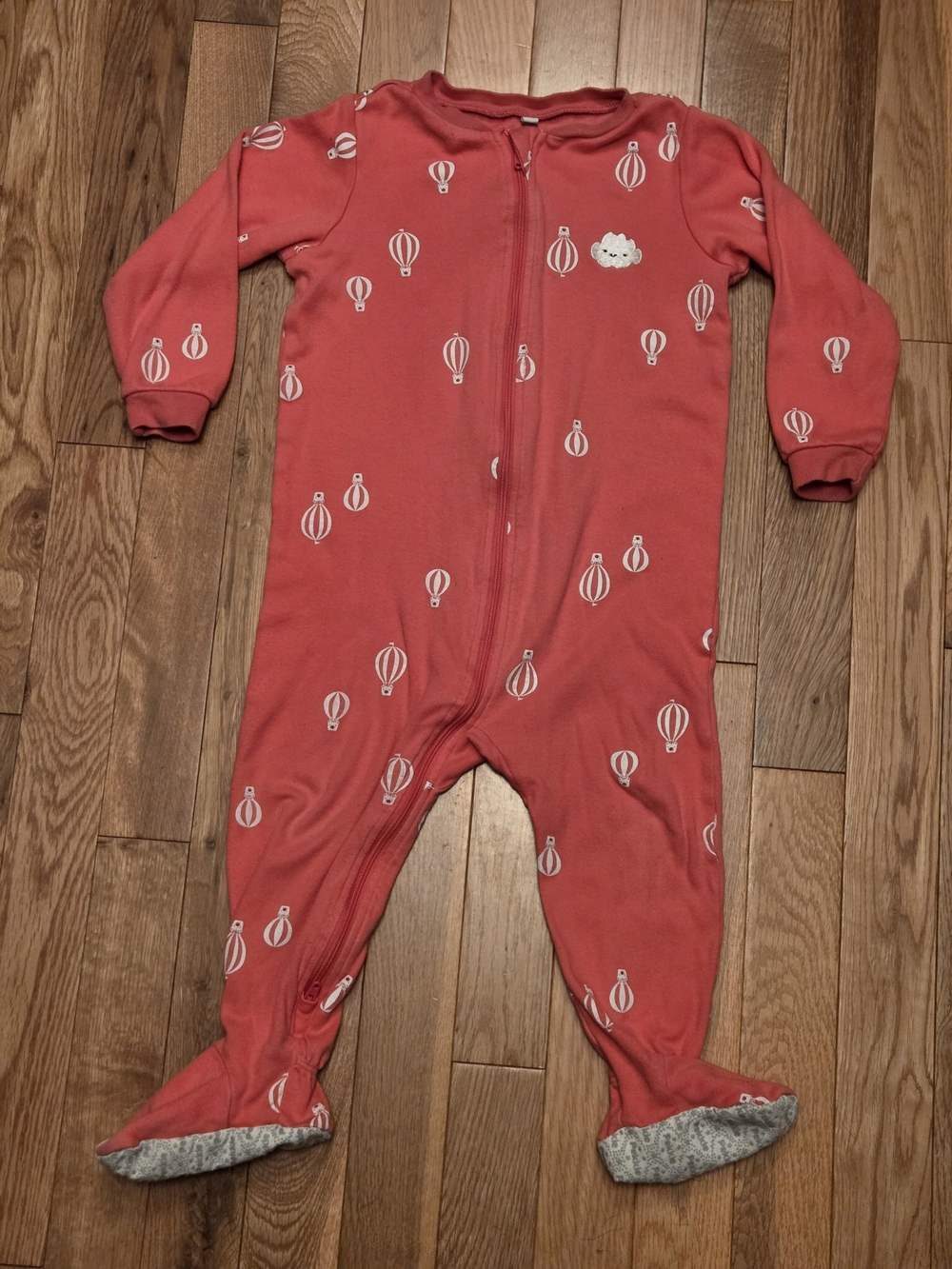 5/$20 Pekkle 24M Pink Hot Air Balloon Print Footed Zip Up Onsie Sleeper Pajamas